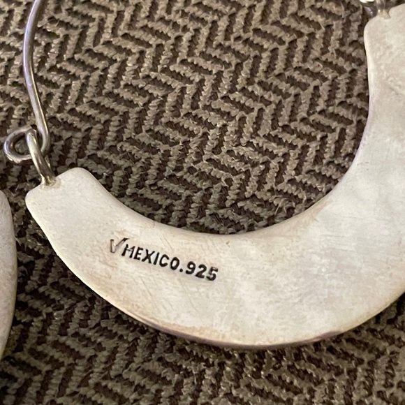 Mexico Sterling Silver Enamel Hoop Earrings - Picture 6 of 7